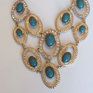 New Etc! Faux Gold, Jade, and Crystals Necklace